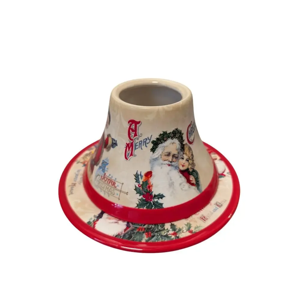 Yankee Candle Christmas Past Shade & Tray Plate Set Vintage Santa Ceramic1208535